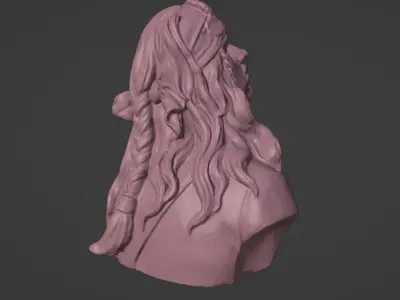 Pirate bust of woman with long hair 3D print model
