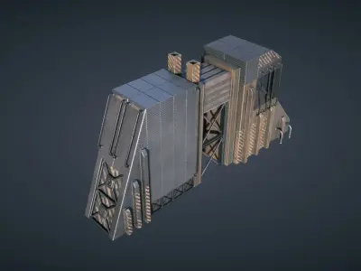 Mars KitBash - Factory Low-poly 3D model