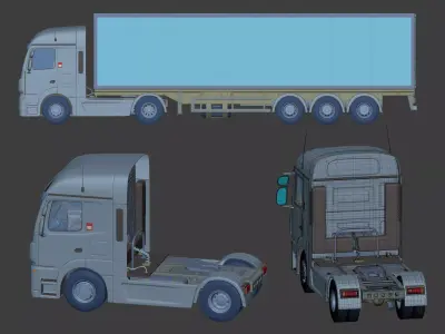 Generic Semi Trailer Container Truck -- Box -- Refrigerator 3D model