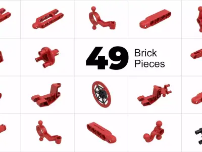 TwindBricks3D - 49 Technic Steering  collection 3D print model
