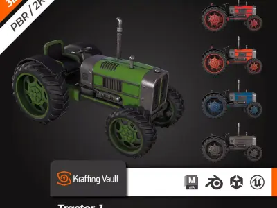 Tractor  Low-poly 3D model purchase