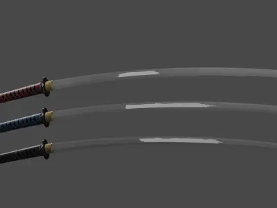 Katana three samurai swords 3D model