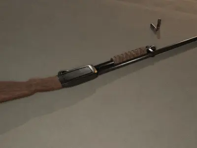 Shotgun with bullets 3D model