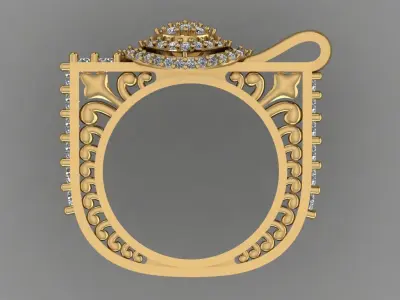 Poat Of Genie Daimond Ring With Antique Plain Work Ring 3d Model 3D print model