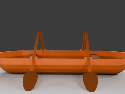 low poly two people rowing boat Low-poly 3D model