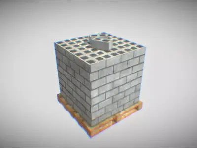 Bricks Pallet Low-poly 3D model