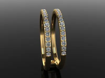 DOUBLE DIAMOND ROW BAND RING SIZE 6 3D print model