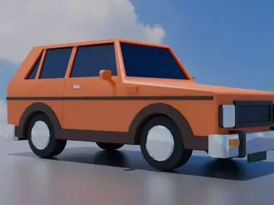 Station Wagon Car Low-poly 3D model purchase