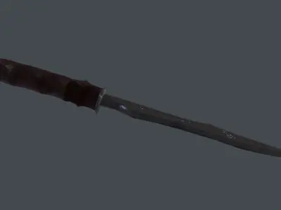 Knife with engrave  on the blade Low-poly 3D model