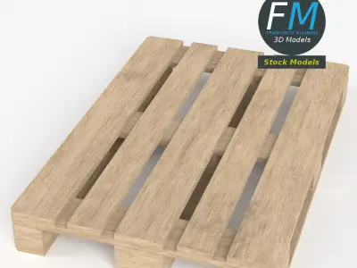 Wooden euro pallet skid 3D model