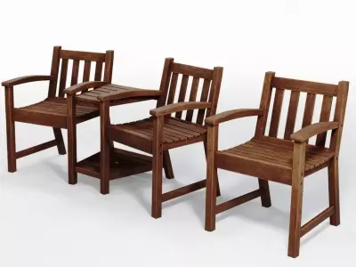 Wooden Garden Set  Free low-poly 3D model