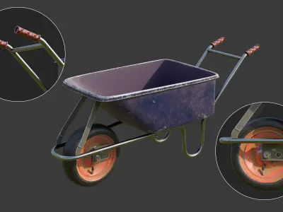 Shovel Spading Fork and Wheelbarrow Collection  3D model