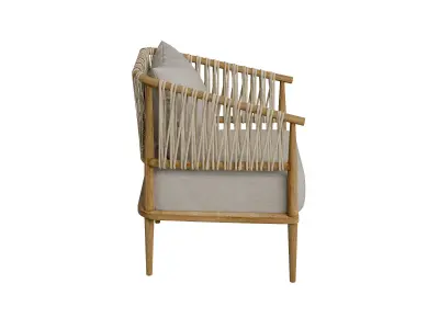 Accent Chair With Weave Rope Design And Seat Cushion Low-poly 3D model