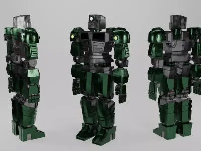 Rigged Industrial Robot - Procedural PBR Blender Low-poly 3D model