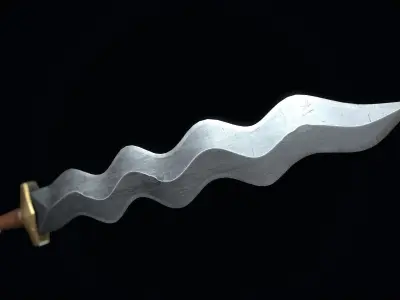 Short Flamberge Sword Low-poly 3D model