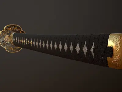 Katana Sword Low-poly 3D model 6