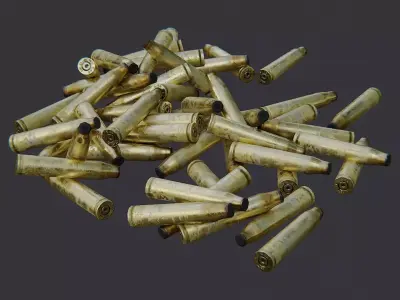 Brass Rifle Shell Casings Pile Low-poly 3D model