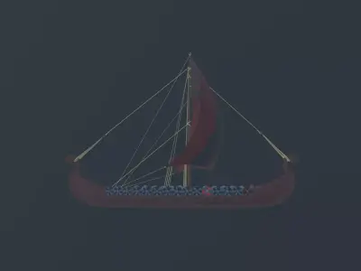 Viking longship low poly Low-poly 3D model