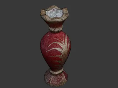 Antique Hand-Painted Red Ceramic Vase 3D Scan Low-poly 3D model