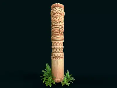 Stylized Wood Totem 11 Low-poly 3D model