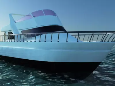 Boat with Ocean  Low-poly 3D model