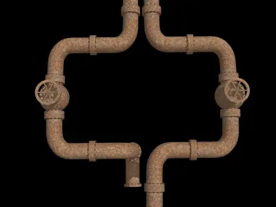 RUsted Connection Of Pipes  Low-poly 3D model
