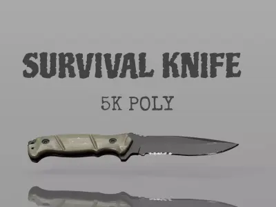 High Quality Tactical Survival Knife  Low-poly 3D model