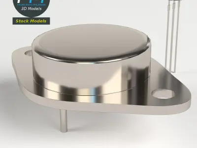 Transistors electronic component and circuit board Low-poly 3D model