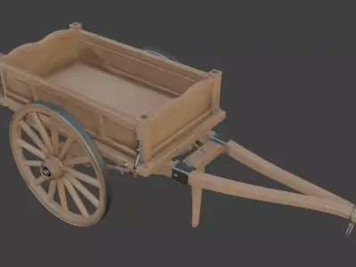 Old Wooden Horse Cart 3D Model 3D model