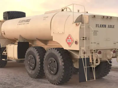 Military Fuel Tank Trailer with Ladder Simplified 3D model purchase