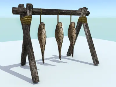 Hanging Birds Low-poly 3D model
