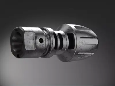 Muzzle brake industrial style project 3D model