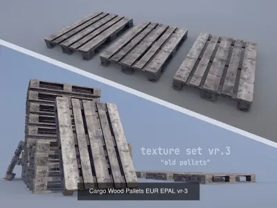Cargo Wood Pallets EUR EPAL 3D Model Collection