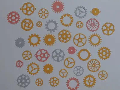 Set of steampunk gears 3D model