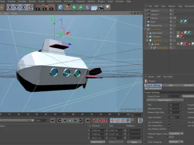 Low Poly Cartoon Submarine Free low-poly 3D model