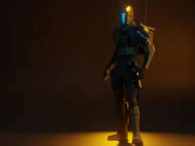 Low poly military robot Free low-poly 3D model