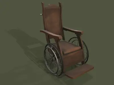 Wooden Wheelchair Low-poly 3D model