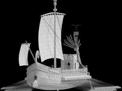 Trireme antique warship 3D model