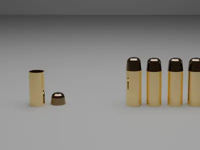 Revolver with bullet Low-poly 3D model