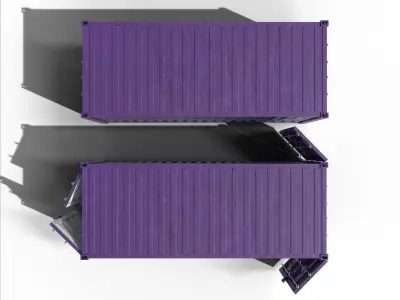 20ft Cargo Container Purple Low-poly 3D model
