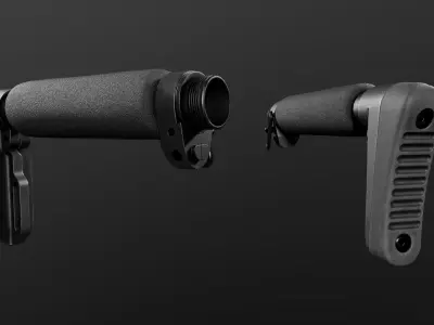 ACE Ultra Lite AR15 Entry Length Stock Low-poly 3D model