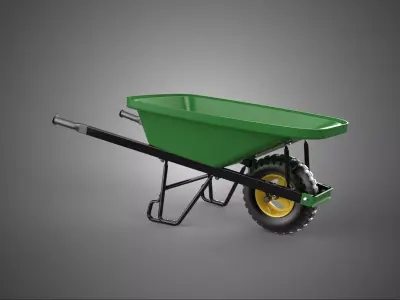 SINGLE WHEEL BARROW HEAVY WHEELBARROW CART TROLLEY WAGON TRAY KG 3D model