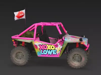 Love Patrol Tactical Humvee 3D Model Low-poly 3D model