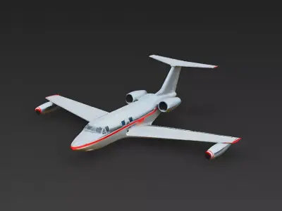 Retro 1960s Executive Jet 3D Model Low-poly 3D model