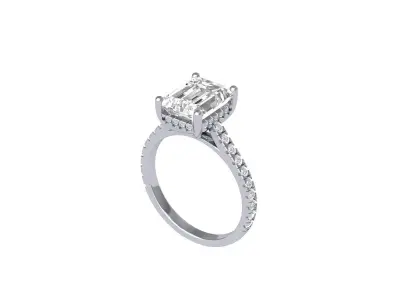 Emerald Solitaire Ring 3D print model 23