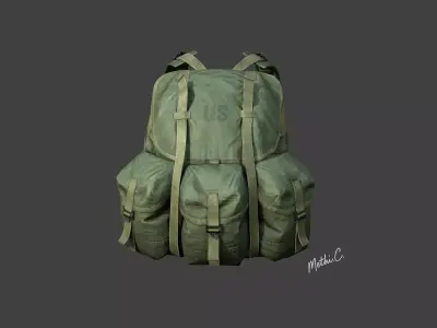 Military Backpack  Game Ready 3D Model Lowpoly ALICE PACK Low-poly 3D model
