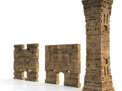 Aztec temple portal 3D model