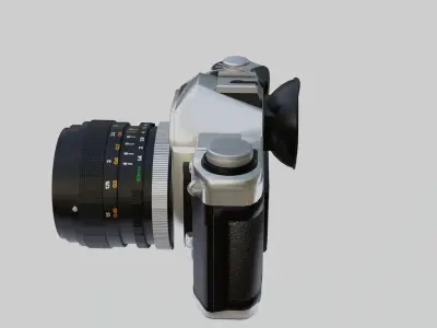 Canon AT-1 Retro Camera with Lens Low-poly 3D model