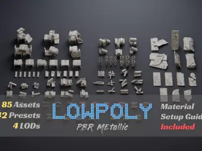 Weathered Concrete Precast Elements Low-poly 3D model