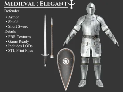 Medieval Collection Elegant Defender 3D Model Pack